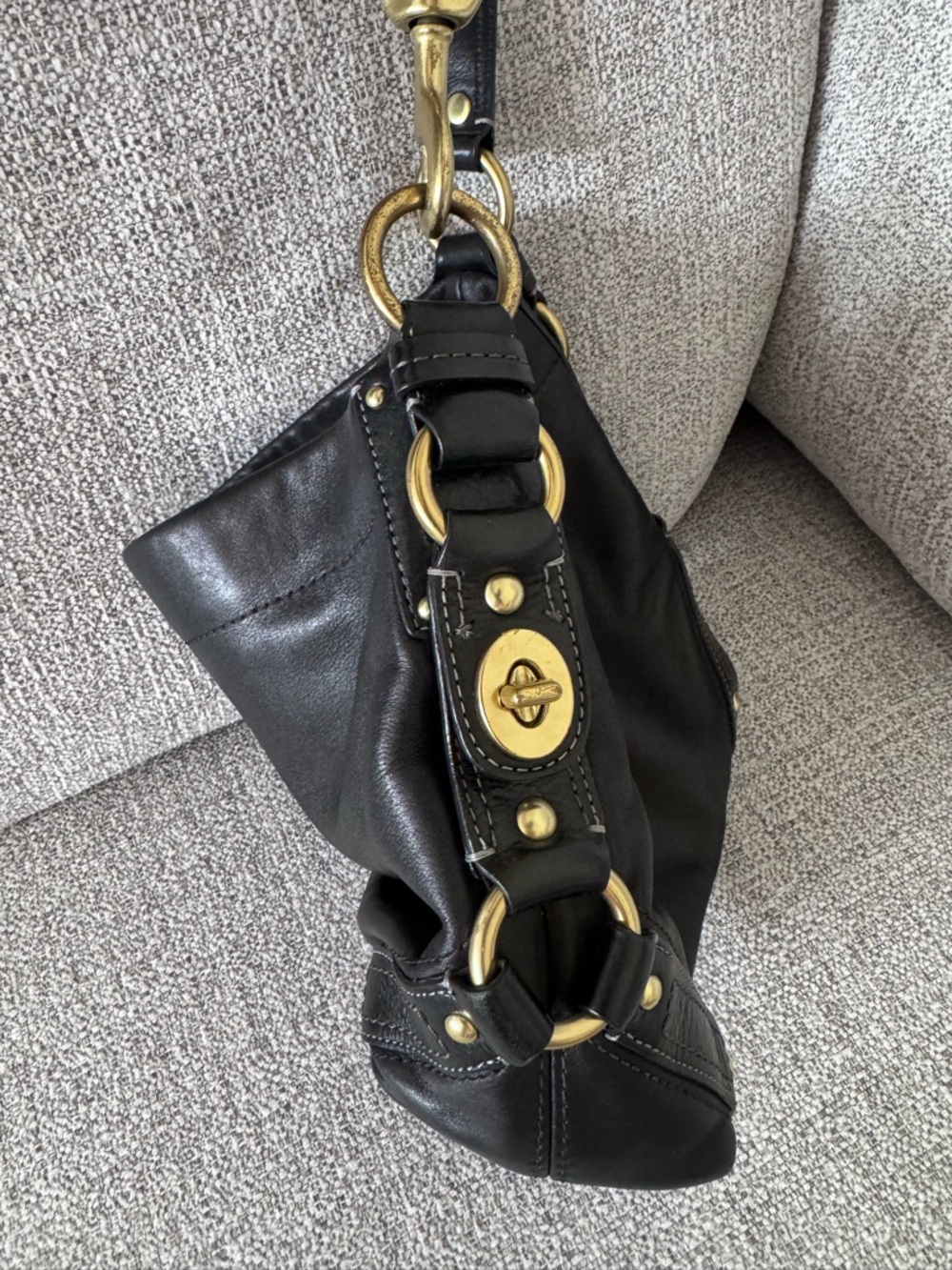 Vintage Coach Black Leather Carly Hobo Bag - Picture 2 of 8